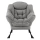 Cozy gray Sherpa upholstered accent chair with ergonomic support and soft head pillow, ideal for relaxation in any room.